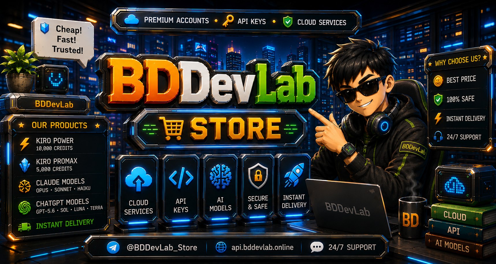 BDDevLab Store — Premium Accounts, API Keys, Cloud Services